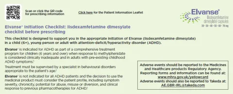 Top of Elvanse initiation checklist 